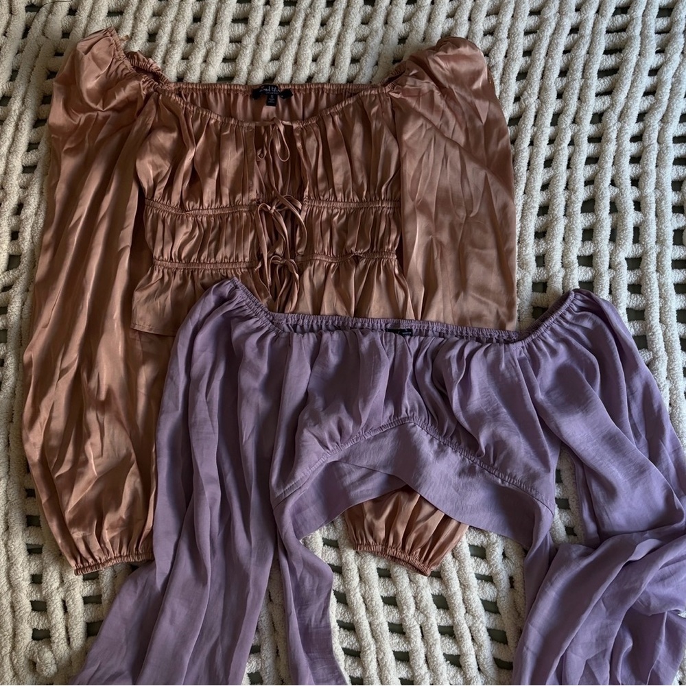Elegant Off-Shoulder Blouses in Mauve and Lavender